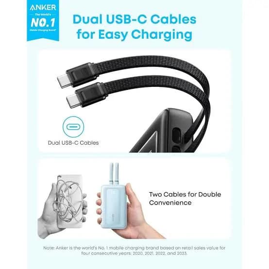 Anker Portable Power Bank 20000mah 45w with in Built Usb c Cables 3