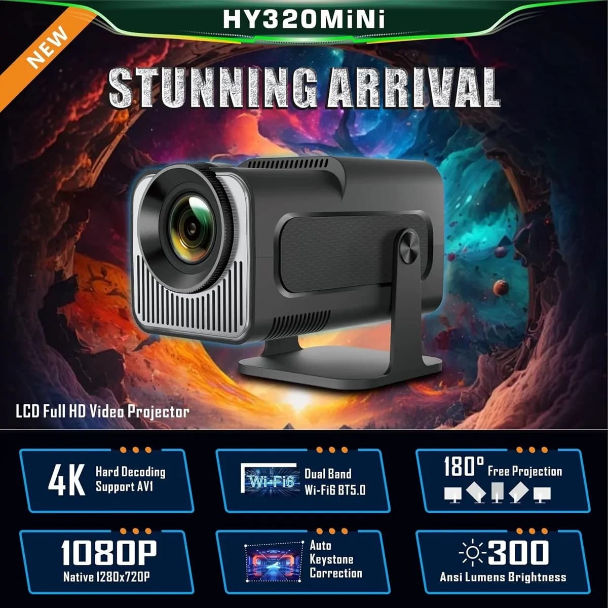HY320 Smart Android Projector Wifi HDMI Bluetooth 2