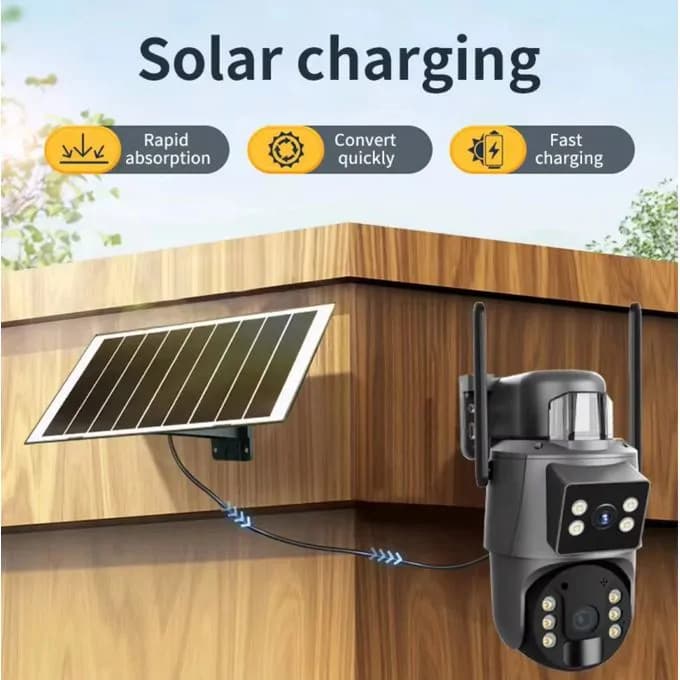 4g Solar Security Camera 5mp Dual Lens Screen Wireless Outdoor Panel Ptz Cctv 4