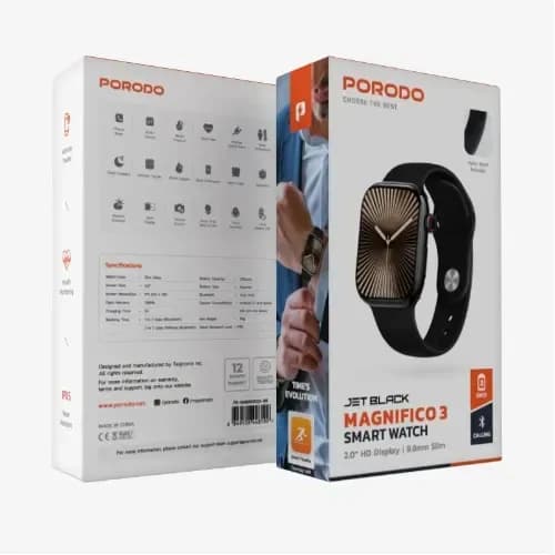 Porodo Magnifico 3 Smart Watch, Bluetooth Calling Fitness Tracker-black 2