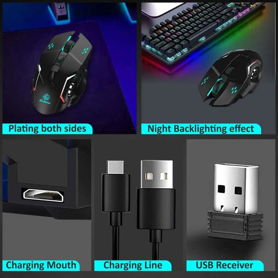 Wireless Rechargeable Led Gaming Mouse- Black 2