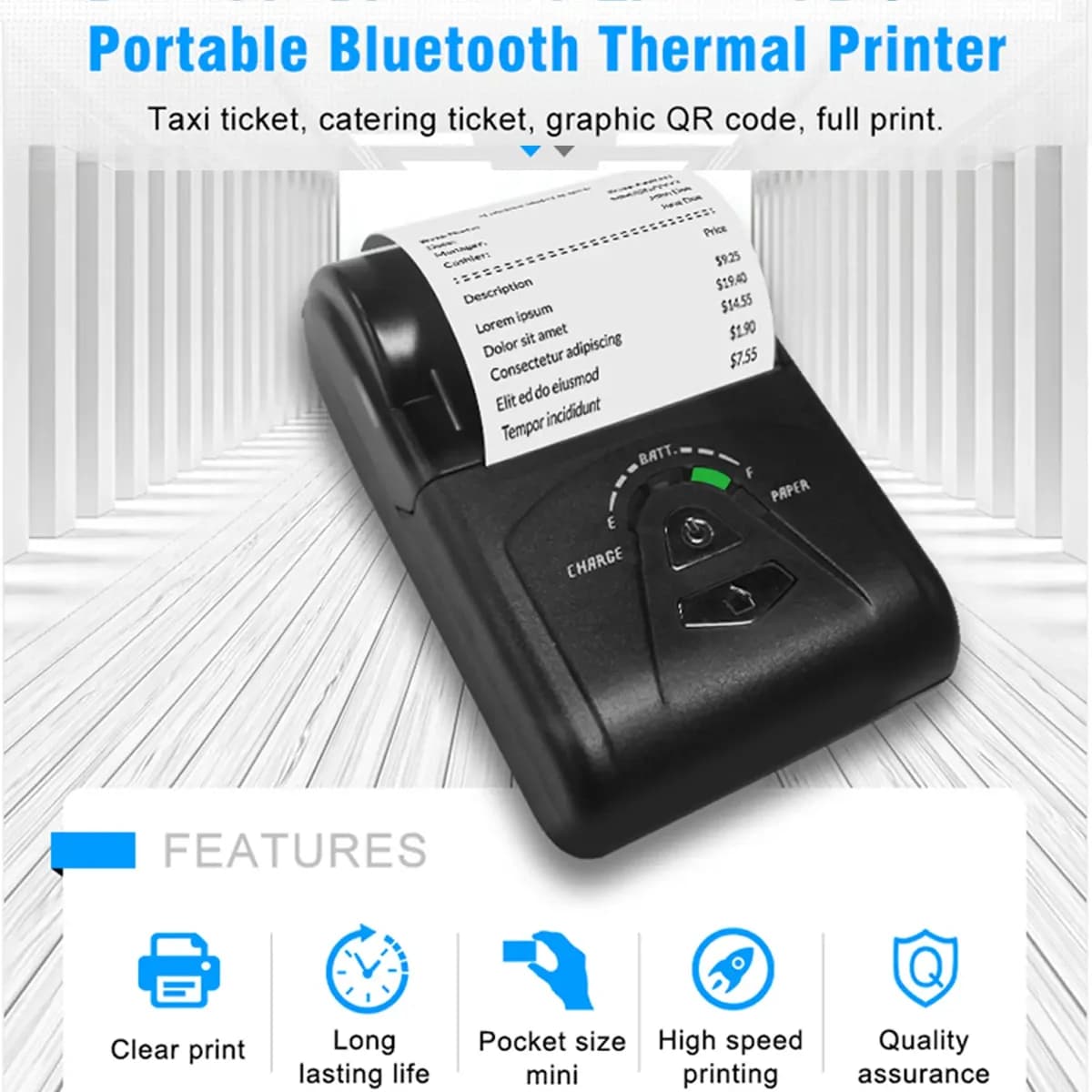 Mini Bluetooth Printer Thermal Printer With Accessories 2