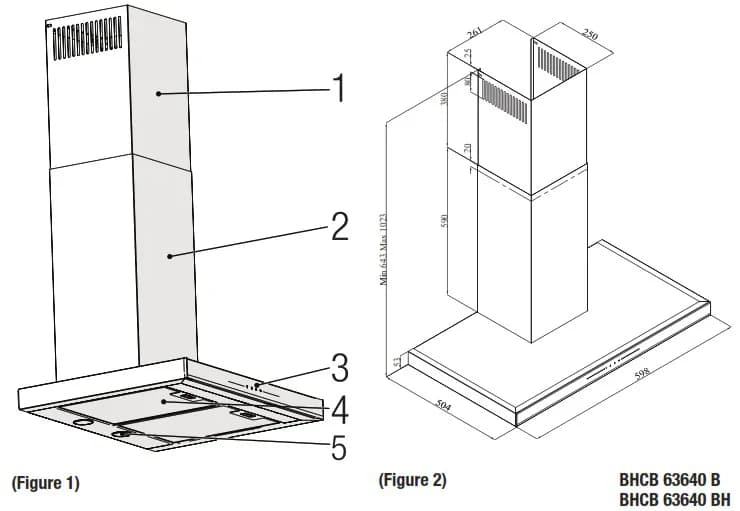 Beko BHCB63640B 60cm Wall Mount Rangehood 6