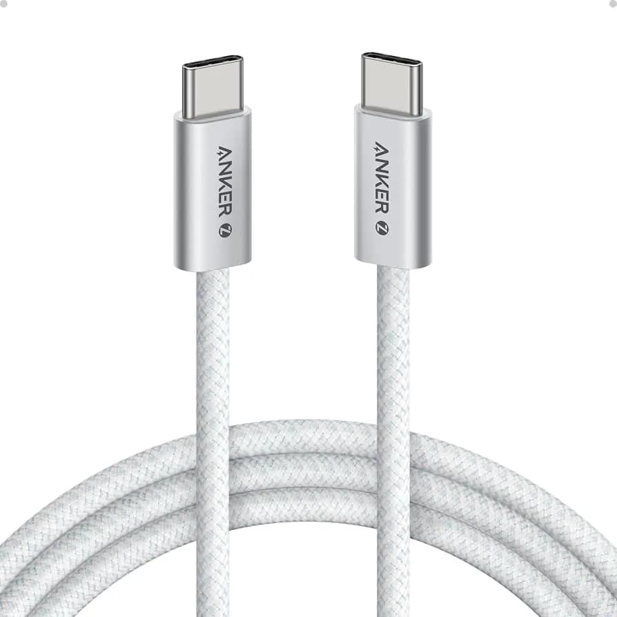 Anker Zolo USB C To USB C Braided Fast Charging Cable White