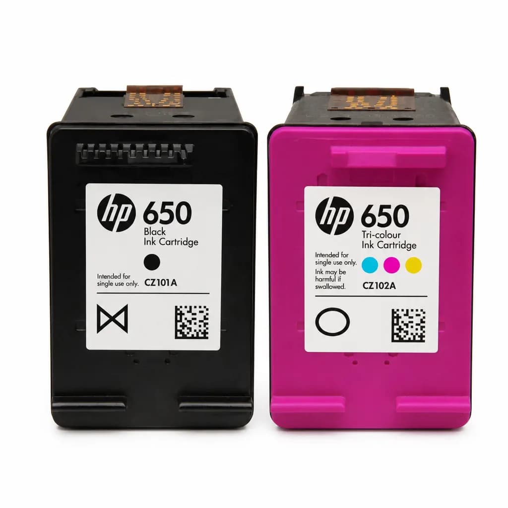 HP 650 Ink Cartridges Complete Set Black and Tri Colour