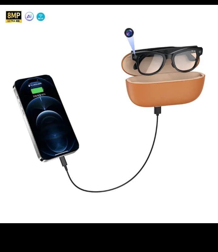 2000W Pixel M02 Ultra Smart Sunglasses, 2 Lens & Charging Case, 4K Video Camera, AI Photo Translation 3