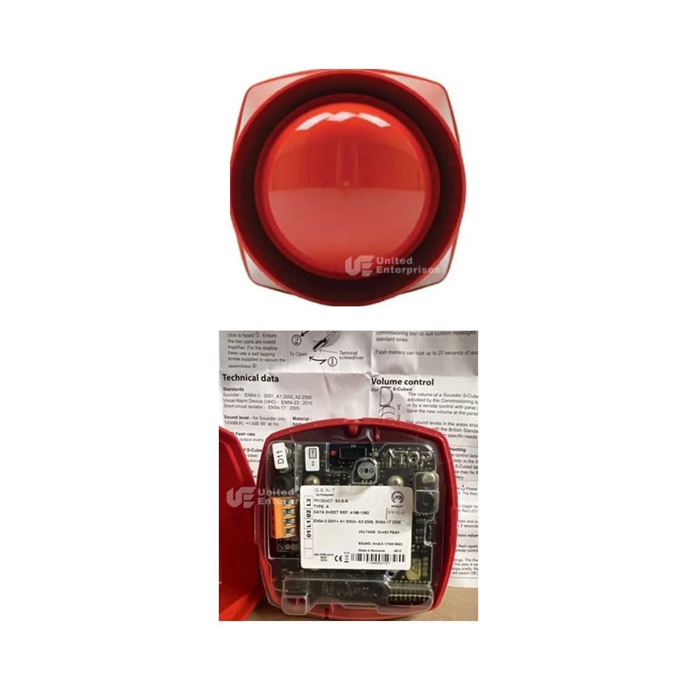 Gent S3-S-R S-cubed Addressable Fire Alarm Sounder Red Body 2