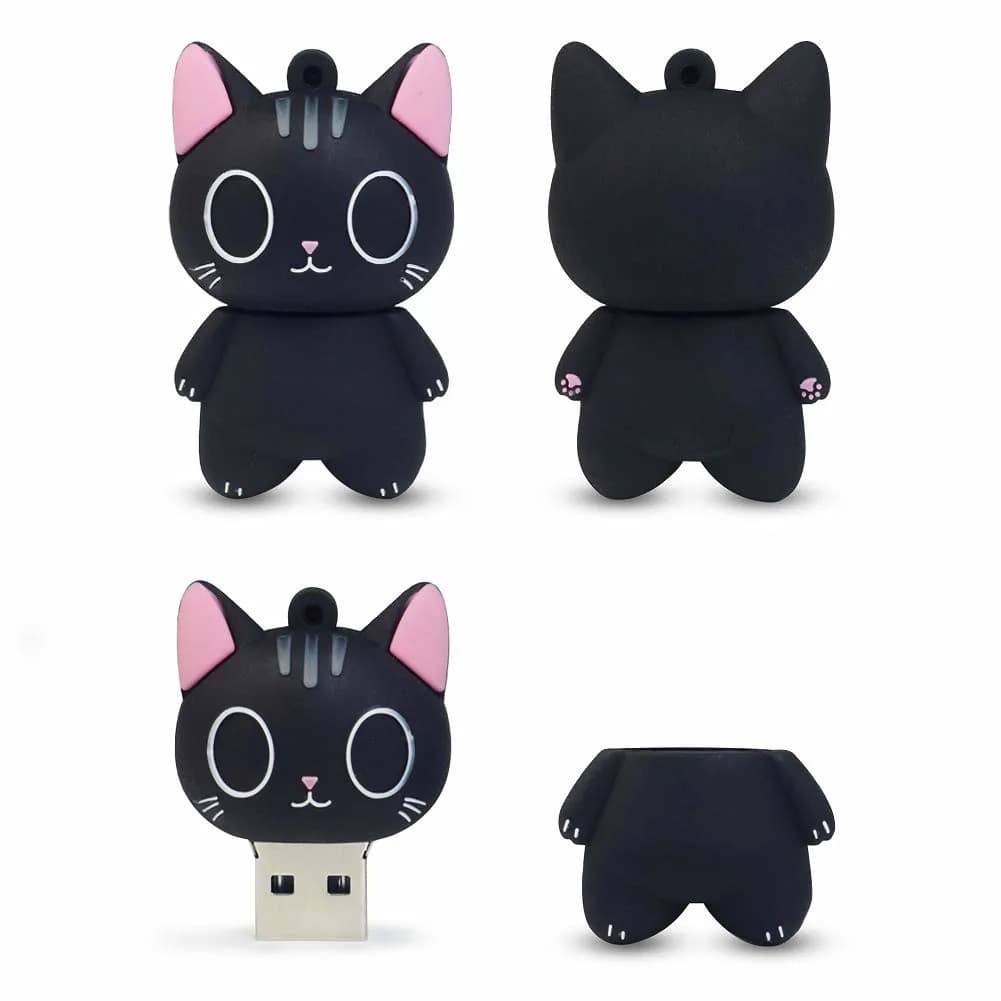 Cute Silicone Black Cat Cartoon USB Flash Drive