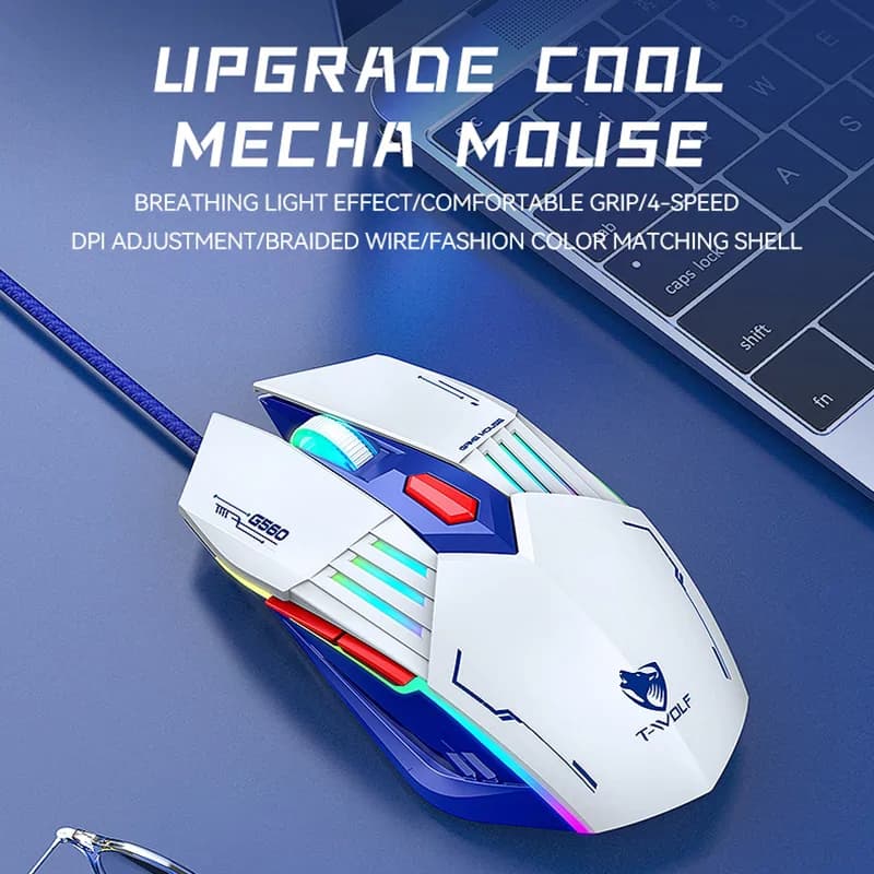 G560 Gaming Mouse With 6 Buttons, Rgb Lighting, And Usb Cable - White 3