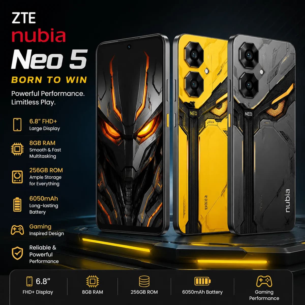 ZTE Nubia Neo 5 8gb Ram 256gb Rom 6.8inch 6050mAh