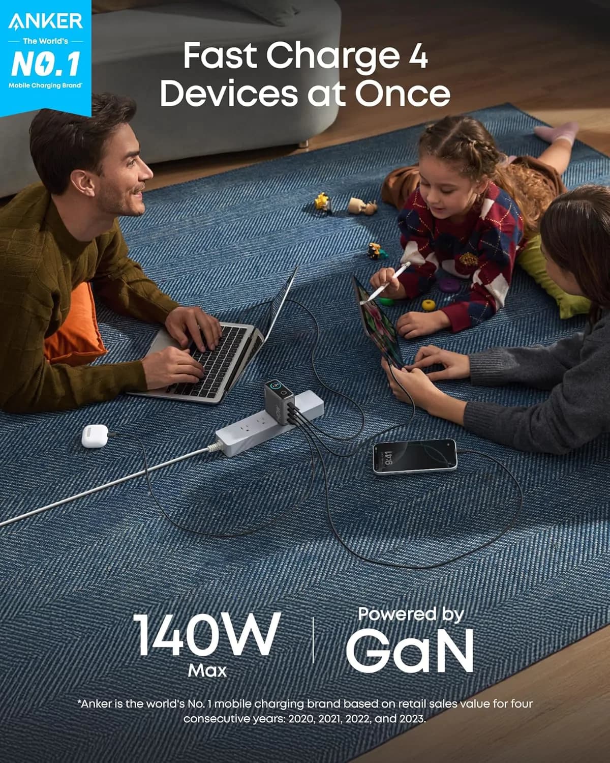 Anker B2697 140W 4-Port USB-C GaN Charger Black 5