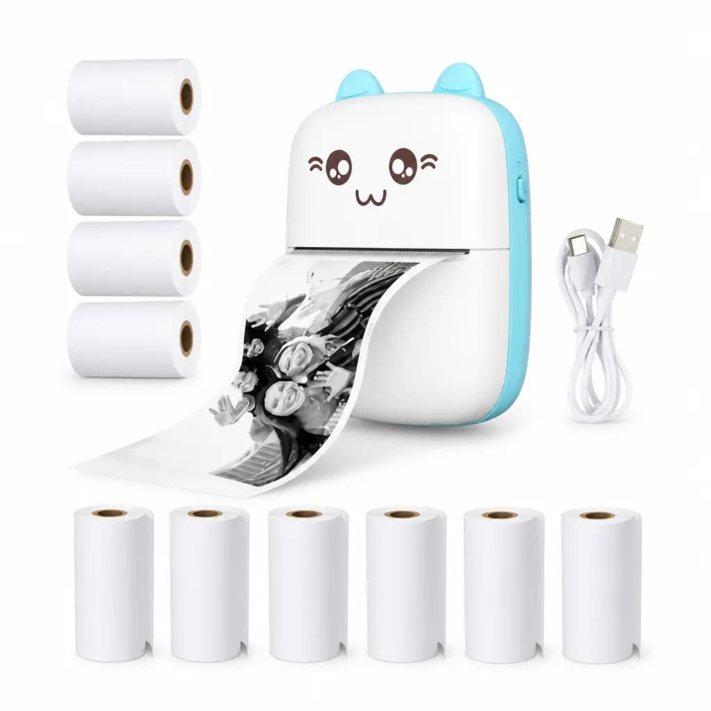 C9 Mini Thermal Printer & Paper – Blue