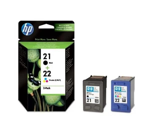 HP 21/22 Genuine Black and Tri Colour Ink Cartridges 2