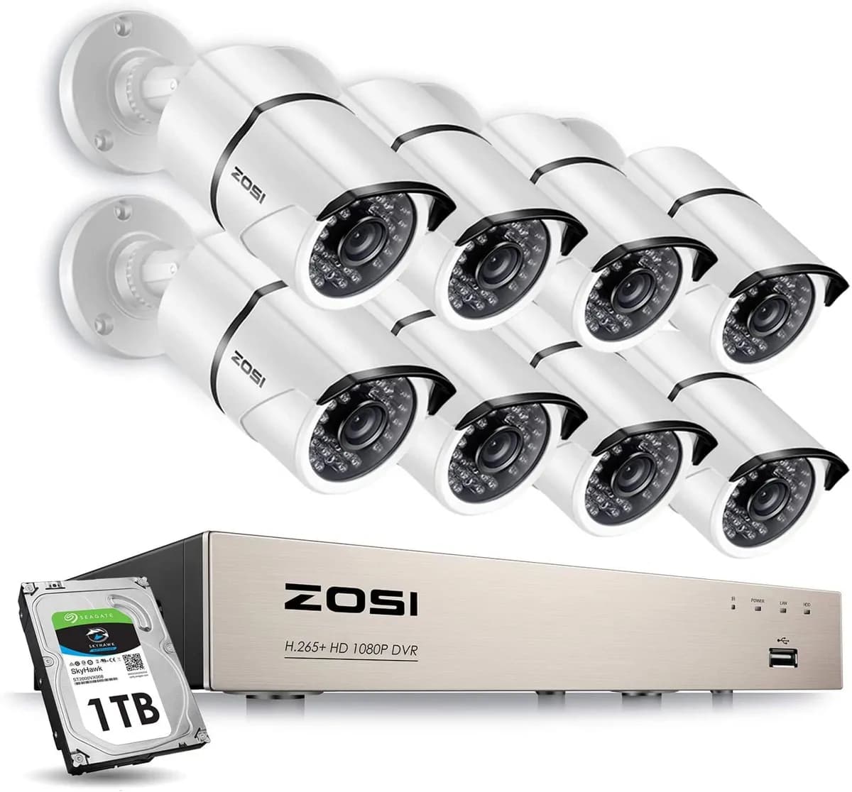 ZOSI 8CH Outdoor CCTV Camera System – 5MP Lite H.265+ DVR with AI Human & Vehicle Detection and 4 × 1080P Weatherproof Cameras 3