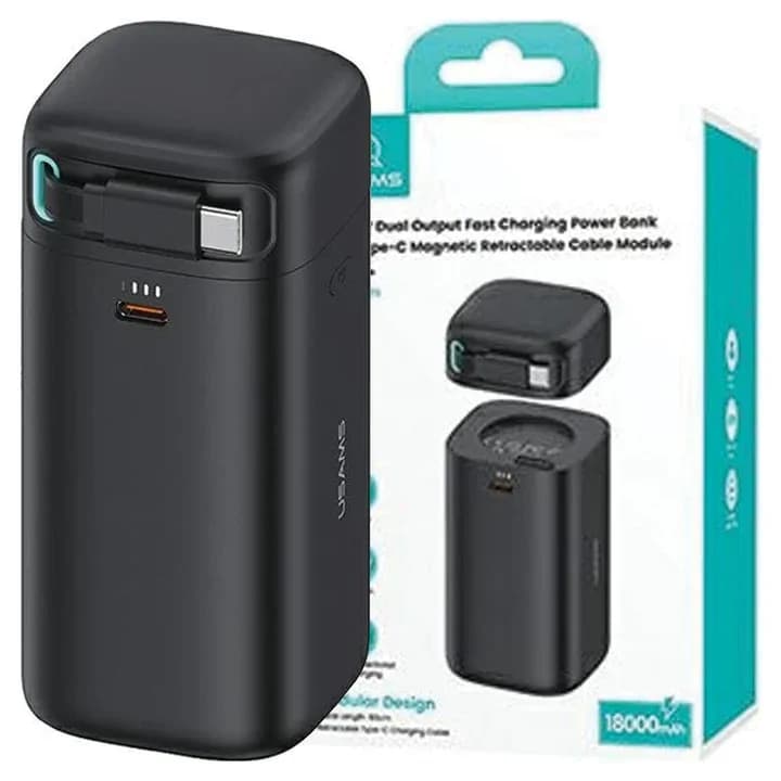 Usams 45W Fast Charging Power Bank 18000mAh with Lightning magnetic retractable cable 4