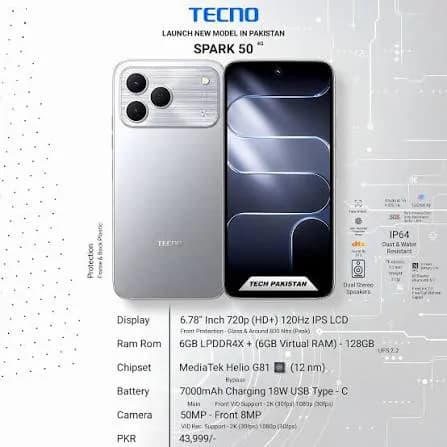 Tecno Spark 50 4GB RAM 128GB ROM 6.67" Android 16 - Black 4