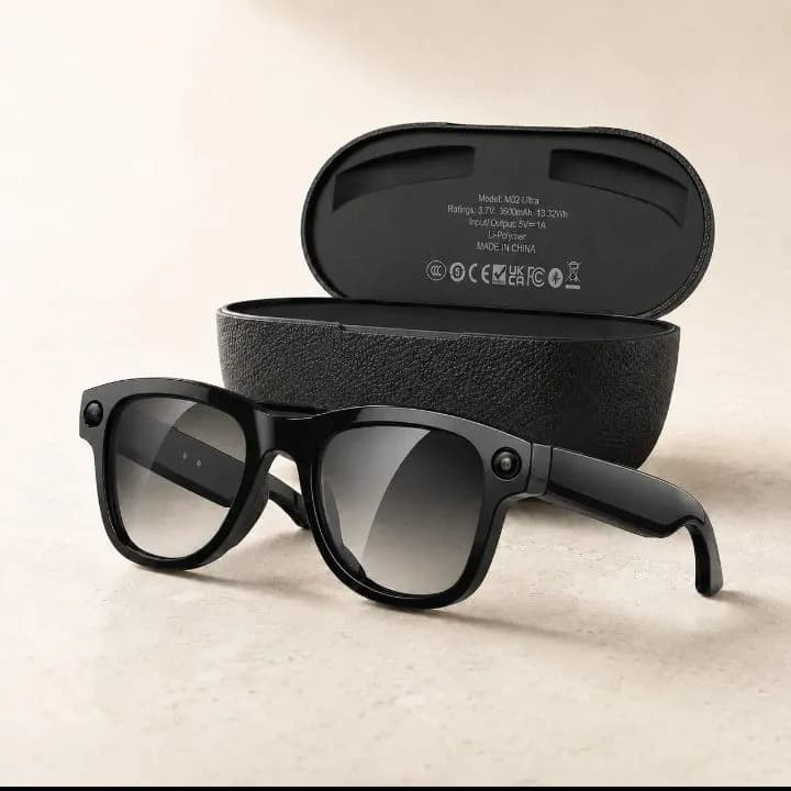 M02 Ultra Smart Glass With Charging Case, 2 Lens, 20MP 4K HD Camera, AI Translator, Bluetooth Call & Music 4