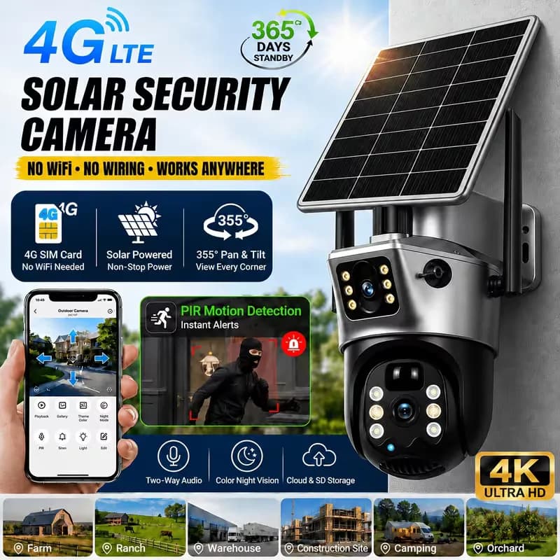 4g Ptz Solar Powered Camera 4mp 2