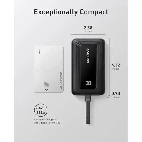 Anker Zolo Power Bank Max Fast Portable Charger With Built-in Usb-c - 10000mah - 30w 3