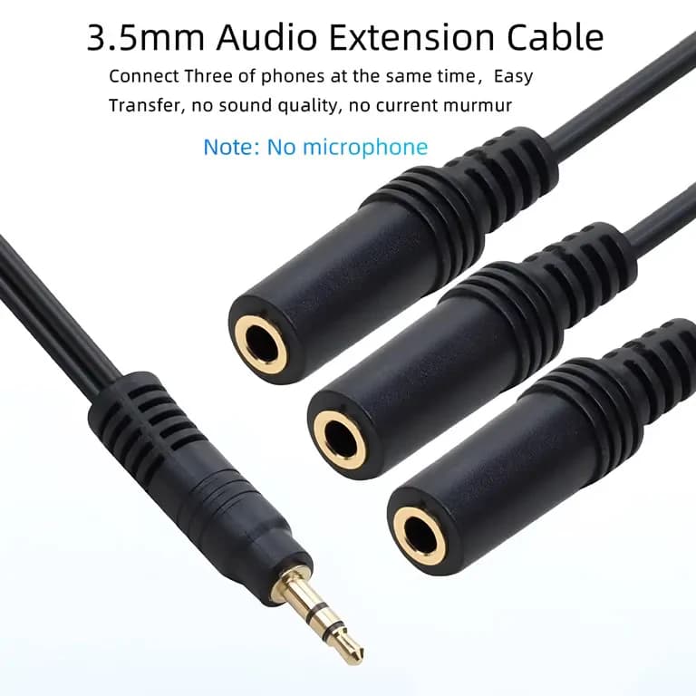 3-5mm 1 Male To 3 Female Audio Splitter Cable 2