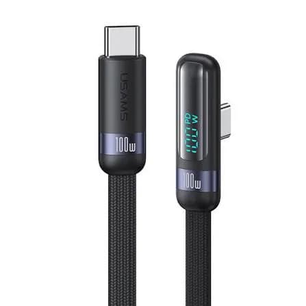 USAMS PD100W Type-C To Type-C Digital Display Right-angle Fast Charging & Data Cable 2