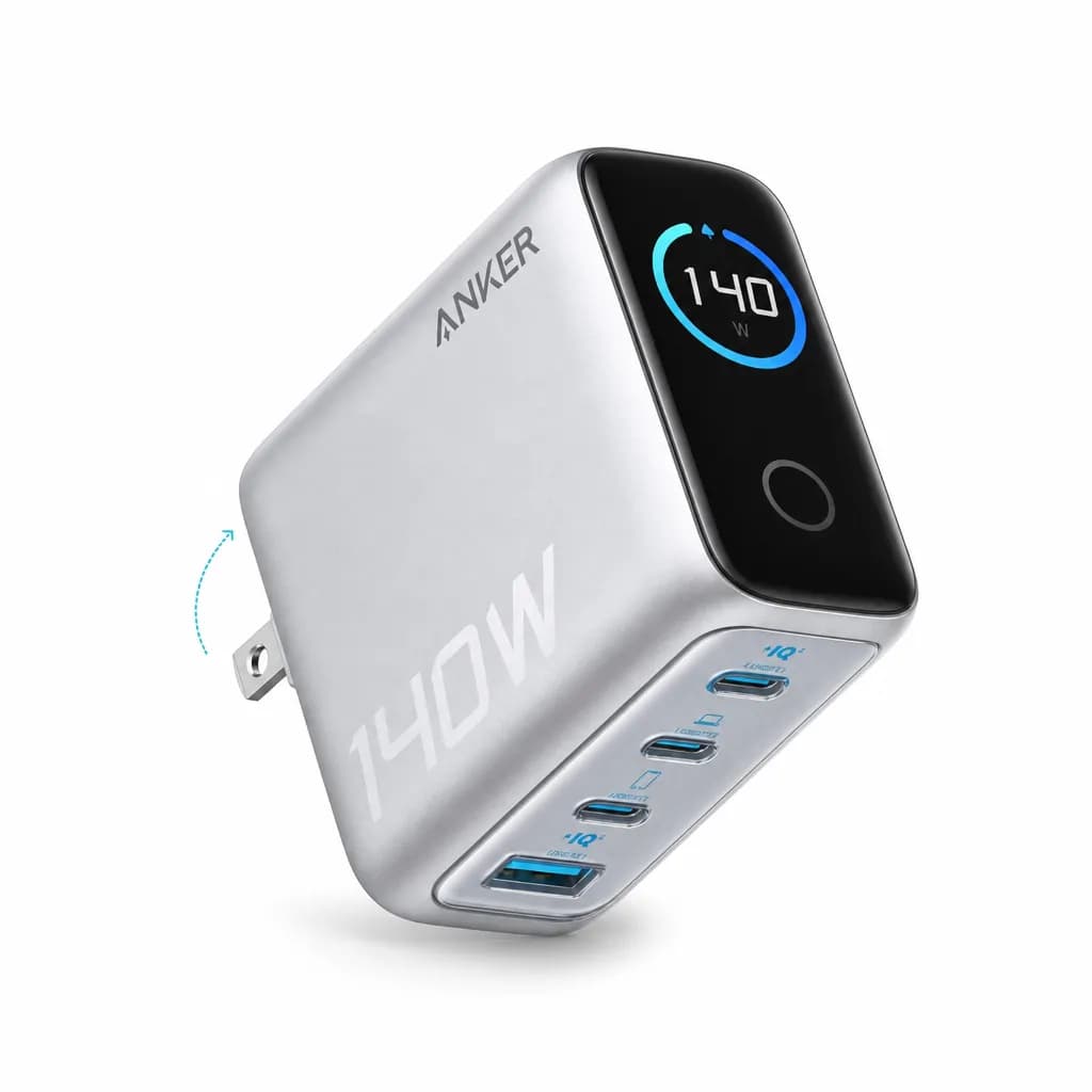Anker Charger 140W 4-Port PD 3.1 with USB-C Cable Silver