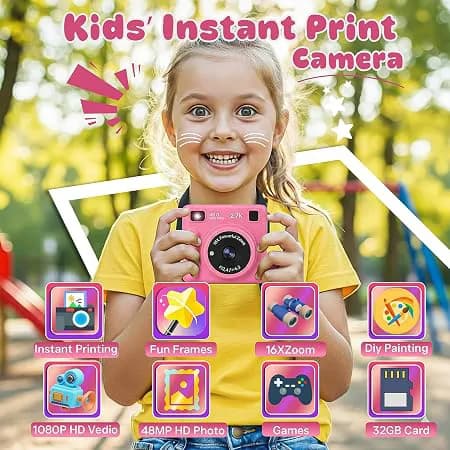 Kids Instant Print Camera With Rechargeable Battery - Pink 5