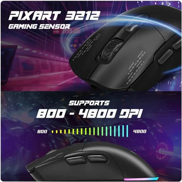 Classic Led Gaming Rechargeable Wireless Mouse- Black 4