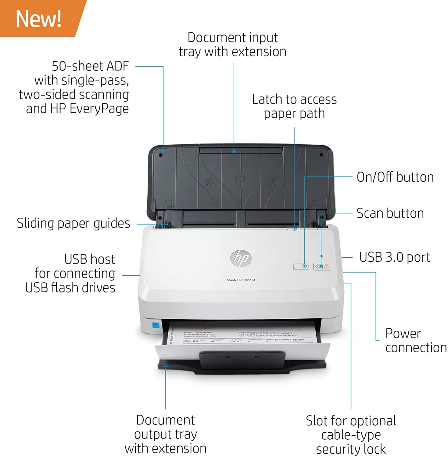 HP ScanJet Pro 3000 s4 Sheet-feed Scanner 6FW07A 4