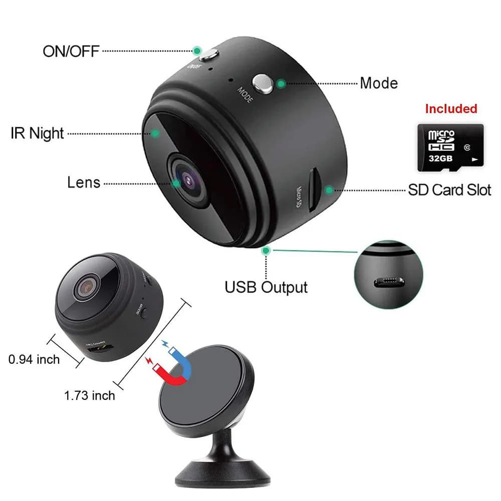 Wireless Wi-Fi Mini Camera – Hidden SD Storage HD Night Vision & Rechargeable Battery 4