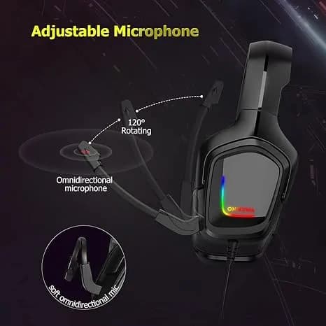 K20 Wired Headphones with Microphone RGB Light Gaming Headsets Noise Cancelling Earphones 4