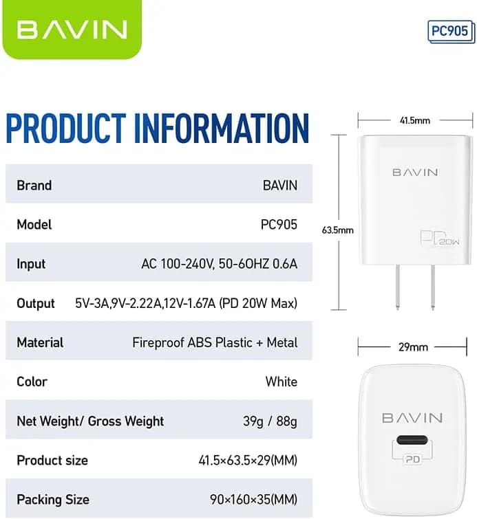 Bavin Fast Charging head charger for iphones and Samsung 4