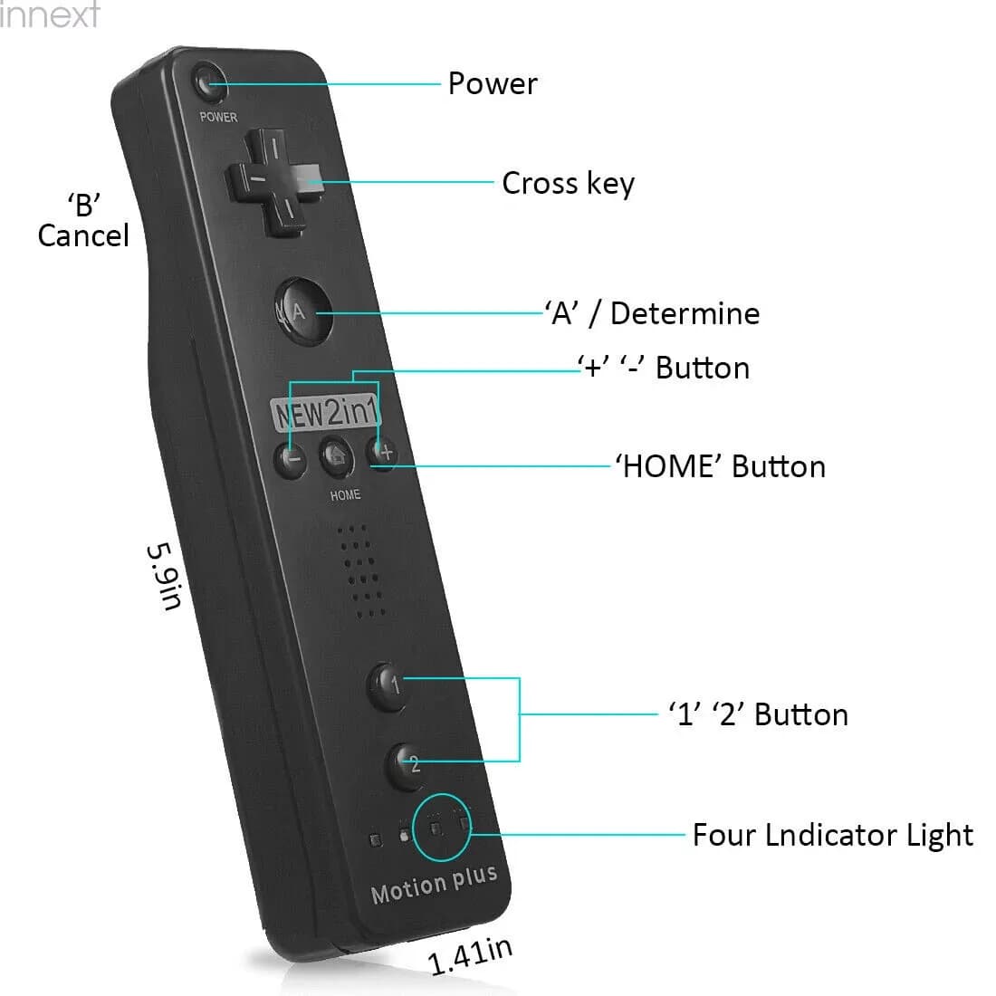 Nintendo Wii Remote With Built In Motion Plus 5