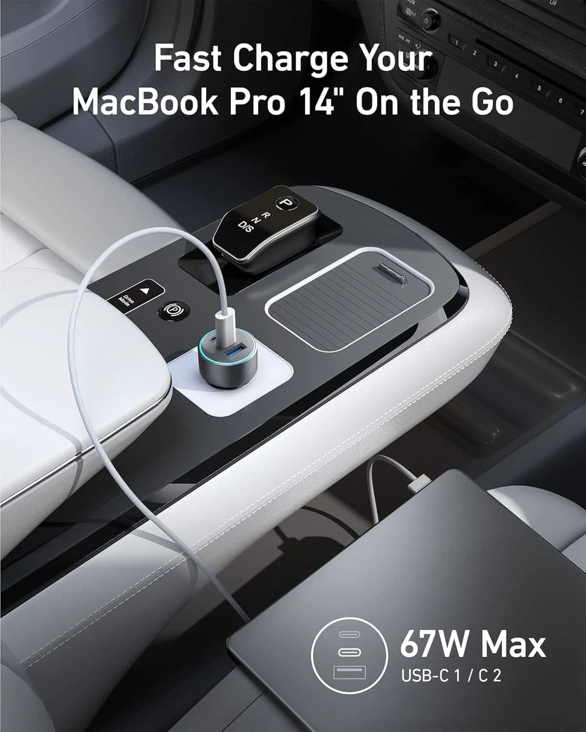 Anker USB-C Car Charger- 67W 3-port Compact Fast Charger 4