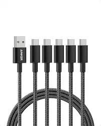 Anker Powerline Premium Nylon USB-C Cable [5-Pack, 6ft] - Black 2