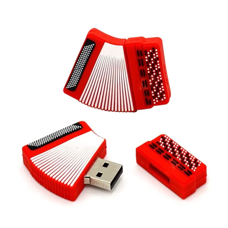 Cute Red Accordion USB Flash Drive, Musical Instrument Pendrive Gift 4