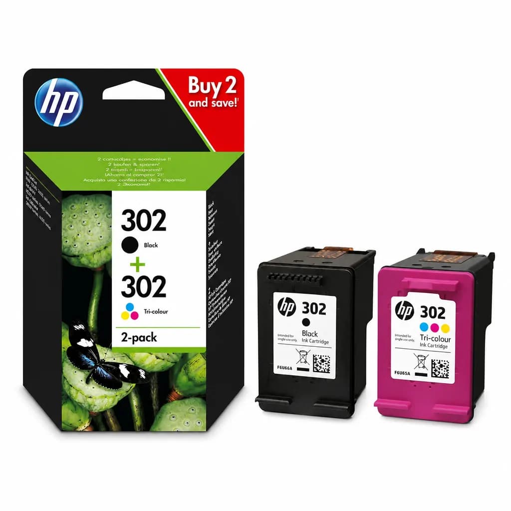 HP 302 Black and Tri Colour Ink Cartridges 2 Pack