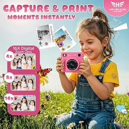 Kids Instant Print Camera With Rechargeable Battery - Pink 3