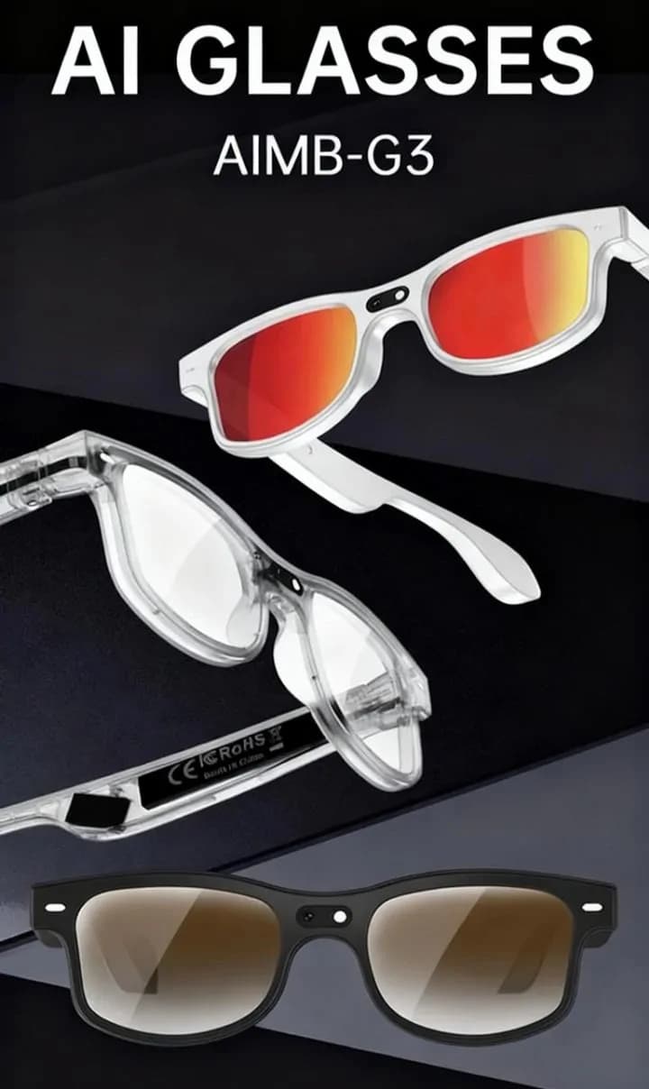 Pixel Aimb G3 Smart Sunglasses With 3 Lens 4K Video Camera AI Photo Translation BT Call - 800W 2