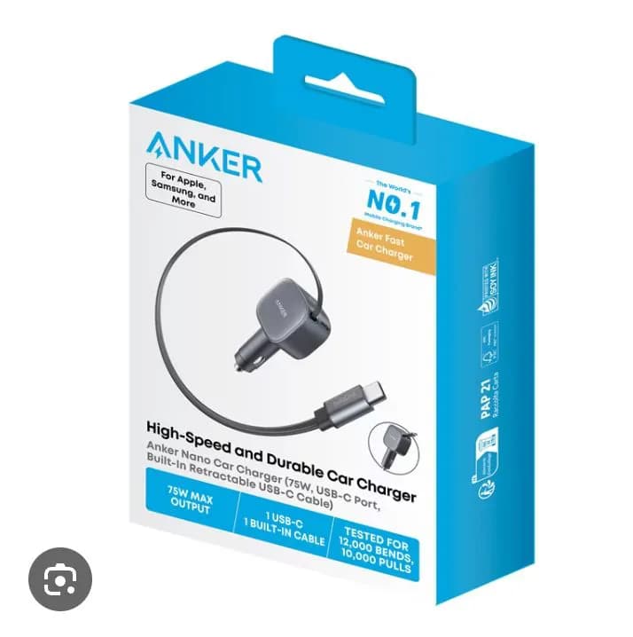 Anker Nano Usb-c Car Charger, 75w Max Fast Charging With Built-in Retractable Cable 4