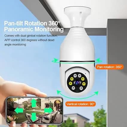 1080ip 360 Panoramic Wifi Smart Bulb Security Camera 2