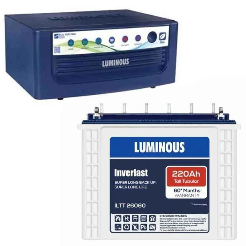 Luminous 1KVA 12V Eco Pure Sine Wave Inverter with 220Ah Tubular Battery 4