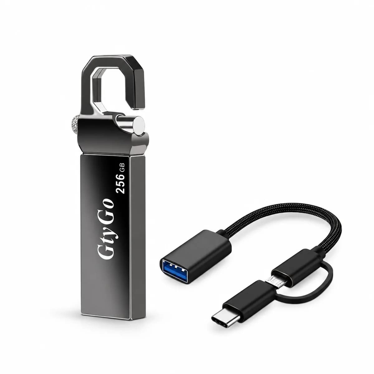 GtyGo 256GB OTG USB Flash Drive USB 3.0 – 3-in-1 Type-C Adapter Set
