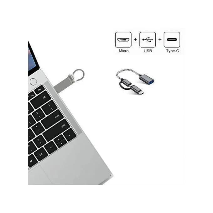 Gueeton 128gb Usb Flash Drive metal Hook OTG 3Unit In 1 Usb Adapter 3