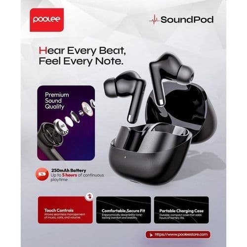 POOLEE Sound-Pod Wireless Earbuds + Smart Touch 2