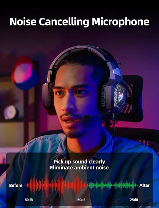 Gaming Headsets Wired Headphones With Microphone Light 2