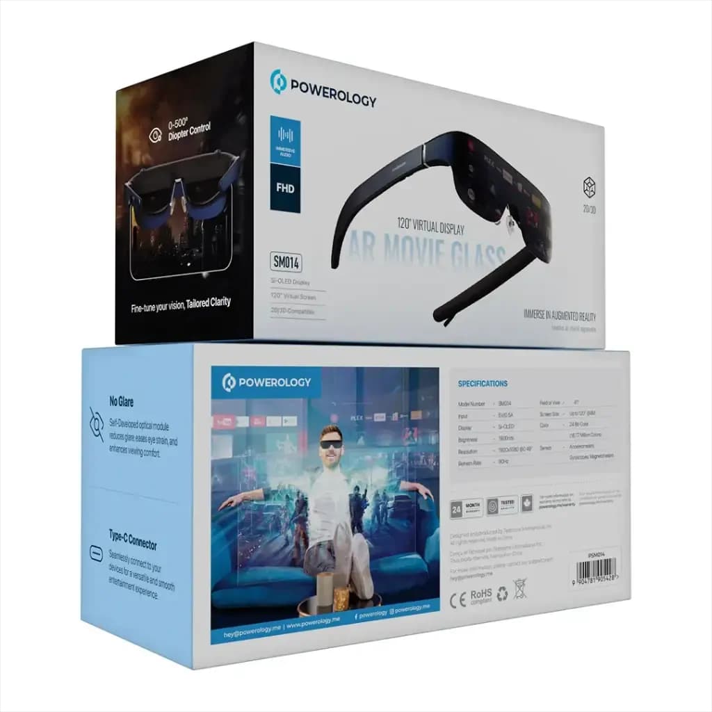 Powerology 2D/3D AR Movie Glasses - 120 Virtual Display - Full HD 5