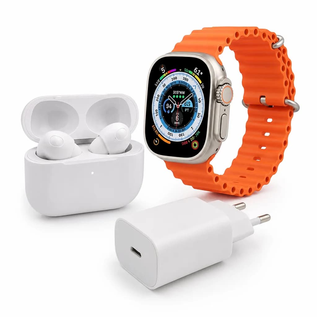 Ultra Series 8 Smart Watch + Earbud 2 Pro + 20w Adapter 2.08" Big Display Bt Call Wireless Charge NFC
