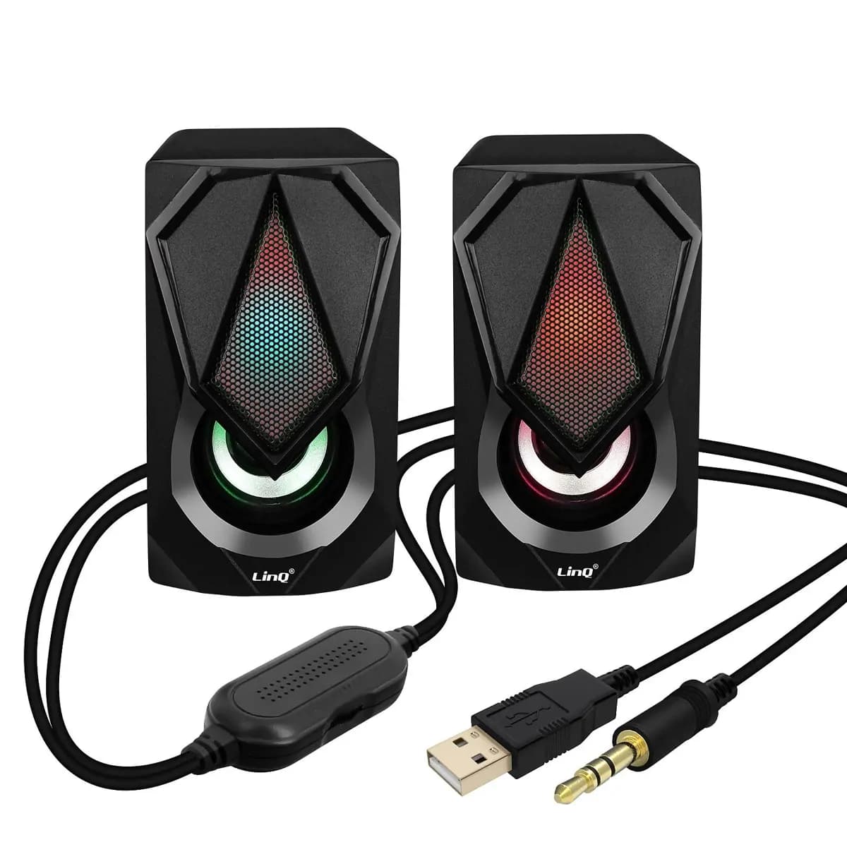 2.0 Usb Wired Desktop Speakers With Led Lights 2