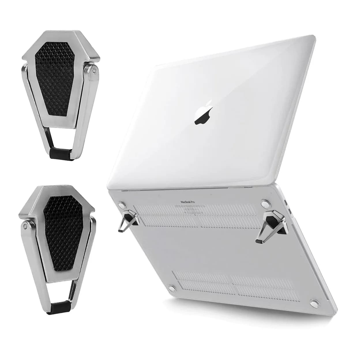 Shield Type Laptop Stand - 1 Pair - Silver/Black 2